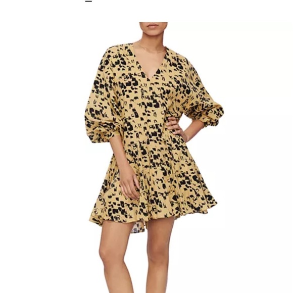 Anine Bing Peyton Printed Cotton Dress mustard and black size S - Picture 1 of 9